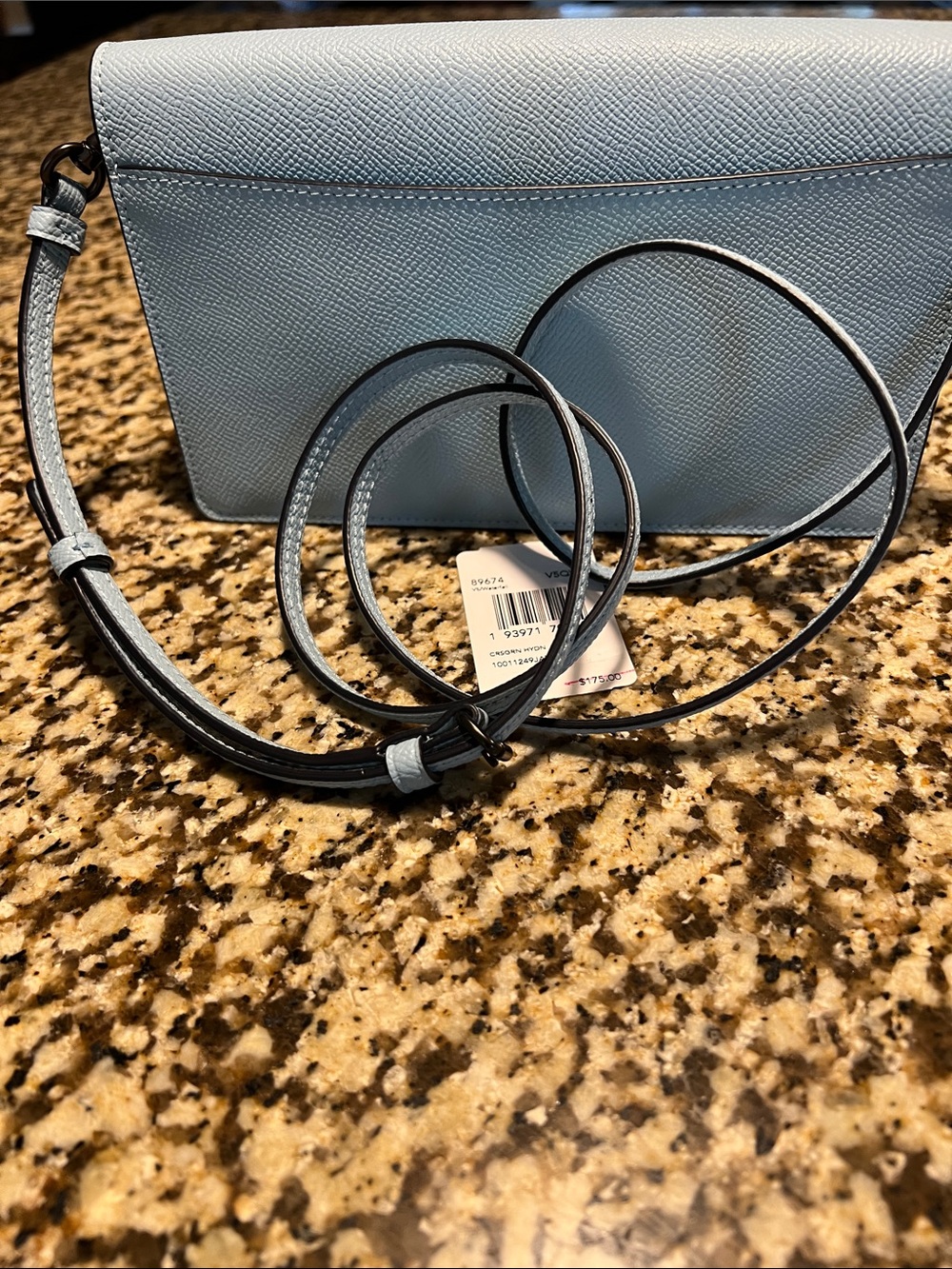 Coach Sky Blue Pebble leather Horse and Carriage cross Body Clutch - Picture 2 of 6